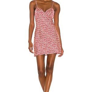 Free People Red and White Floral Mini Dress Large